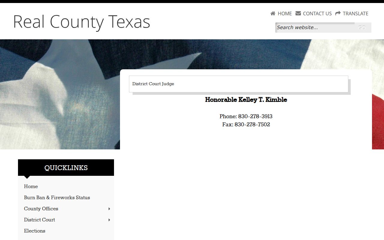 Real County warrant search: official 38th Judicial District Court contact page