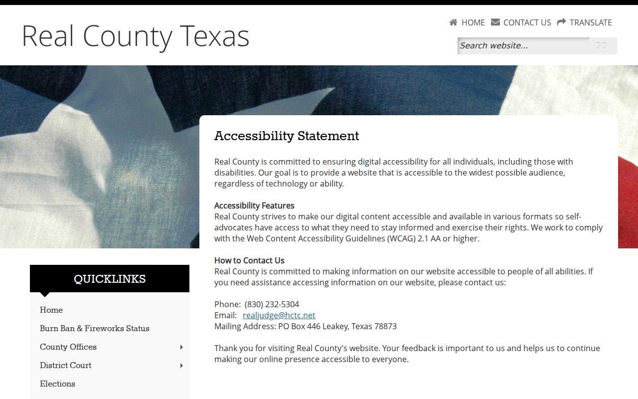 Real County warrant search: official county accessibility and accommodation contact